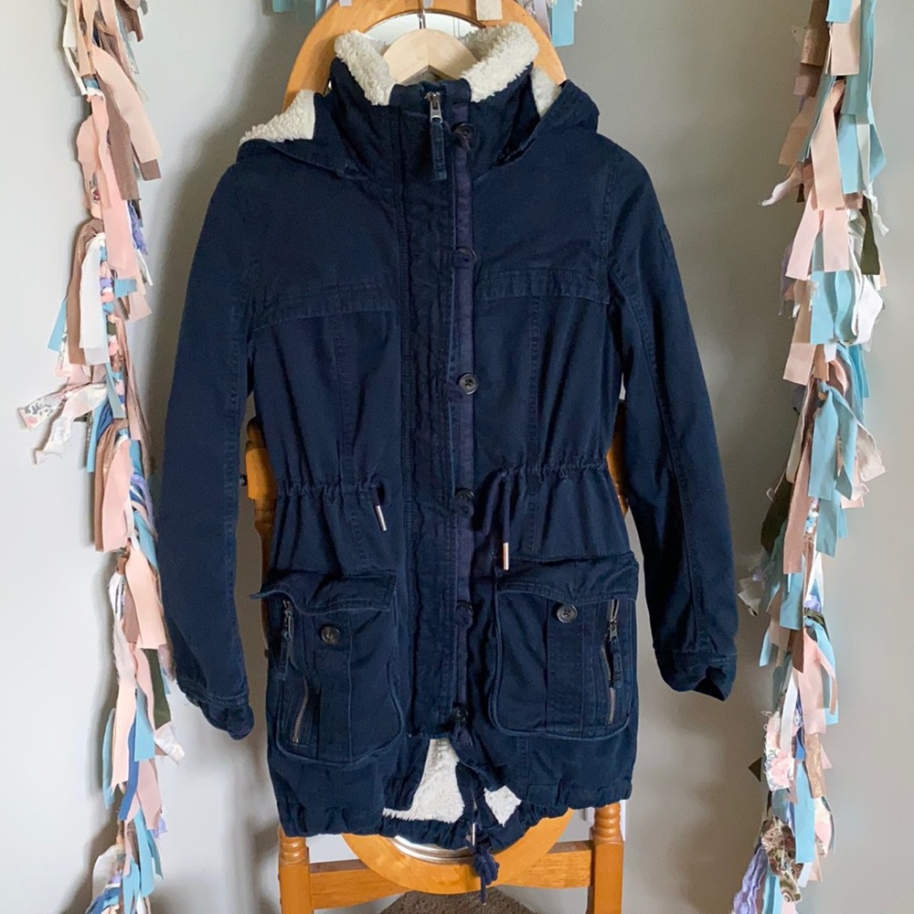 Abercrombie & Fitch Cargo Fur Lined Coat